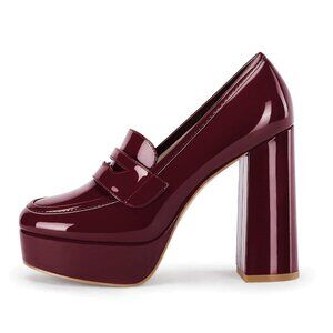 Women's Size 7 Platform Loafer  Pumps Heels Burgundy